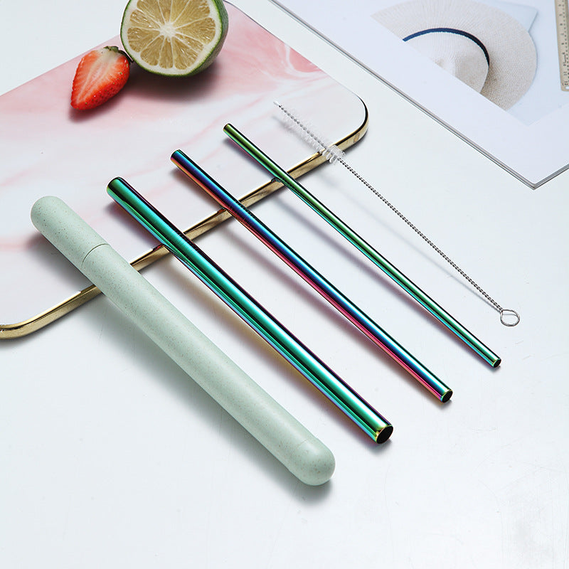 Custom Logo Eco-friendly Wheat Storage Box Stainless Steel Straw Set | Premium Corporate Gifts and Custom Gifts
