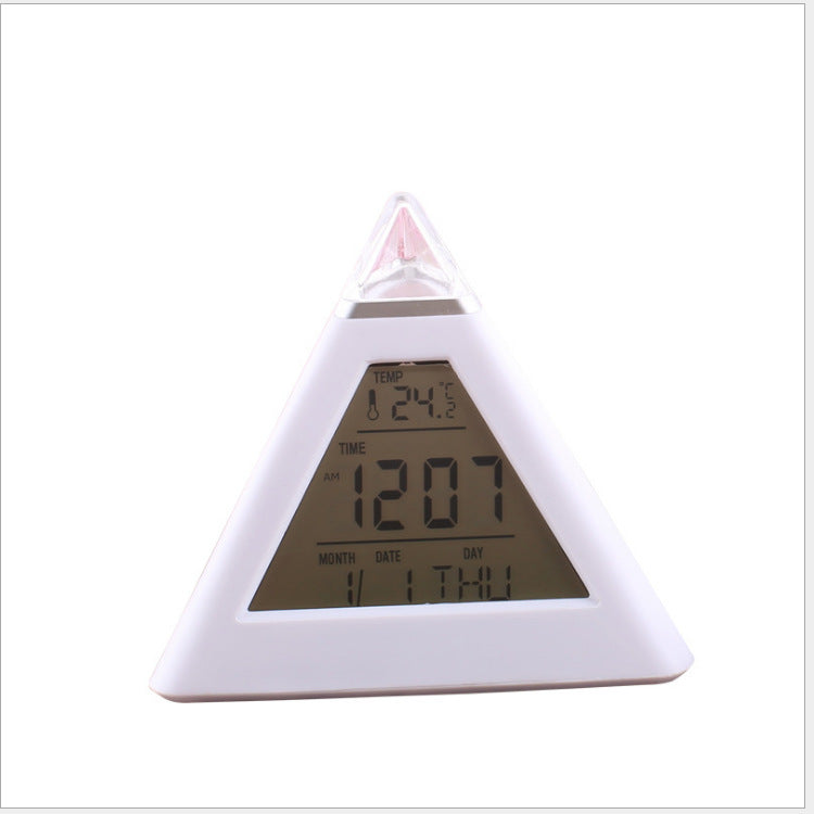 Custom Logo Pyramid Colorful Color-Changing Alarm Clock | Premium Corporate Gifts and Custom Gifts