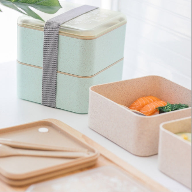 Custom Logo Japanese square double-layer bento box (including spoon) | Premium Corporate Gifts and Custom Gifts