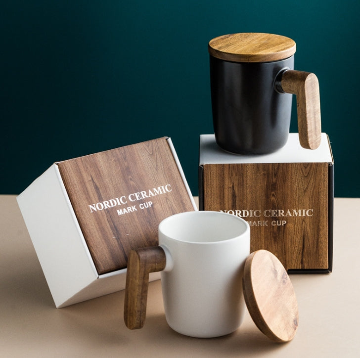 Custom Logo Wooden Handle Texture Mug Gift Box | Premium Corporate Gifts and Custom Gifts