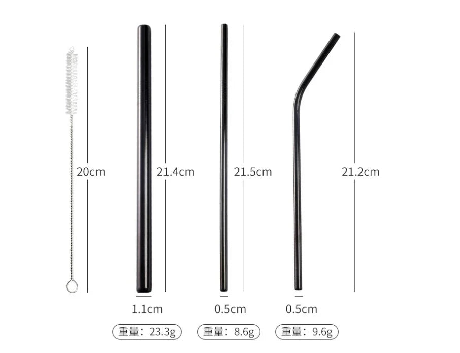 Custom Logo Drawstring Bag Stainless Steel Eco-Friendly Thick Straw 2 Packs | Premium Corporate Gifts and Custom Gifts