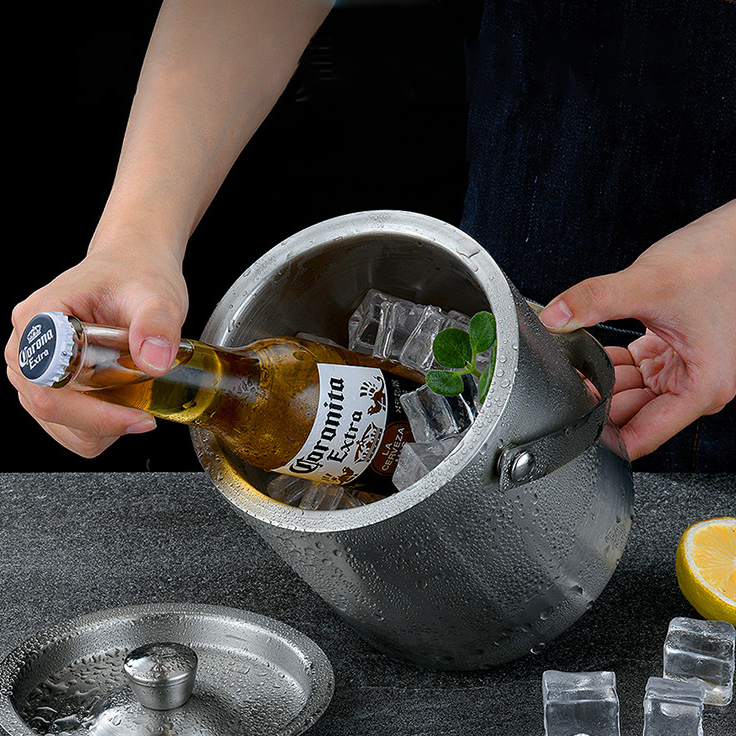 Custom Logo Portable Stainless Steel Ice Bucket 1.6L | Premium Corporate Gifts and Custom Gifts