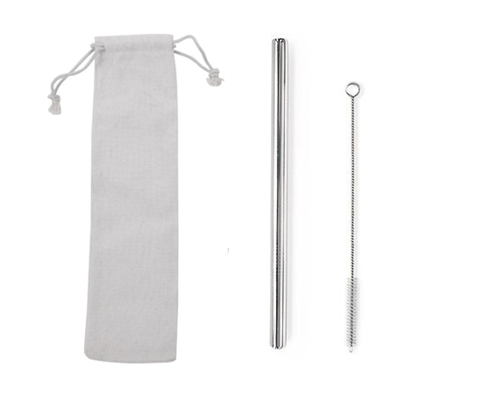 Custom Logo Drawstring Bag Stainless Steel Eco-Friendly Thick Straw 2 Packs | Premium Corporate Gifts and Custom Gifts