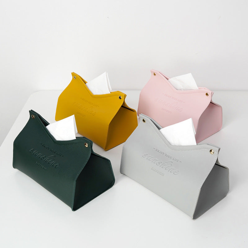 Custom Logo Textured thick leather tissue paper box | Premium Corporate Gifts and Custom Gifts