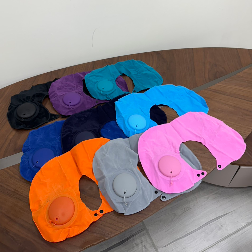 Custom Logo Press-type inflatable neck pillow (flocking) | Premium Corporate Gifts and Custom Gifts