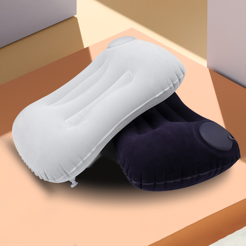 Custom Logo Press-type square inflatable neck pillow (flocked) | Premium Corporate Gifts and Custom Gifts