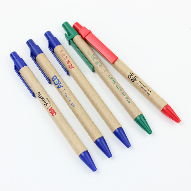 Custom Logo Environmentally Friendly Pressed Kraft Paper Advertising Pen | Premium Corporate Gifts and Custom Gifts