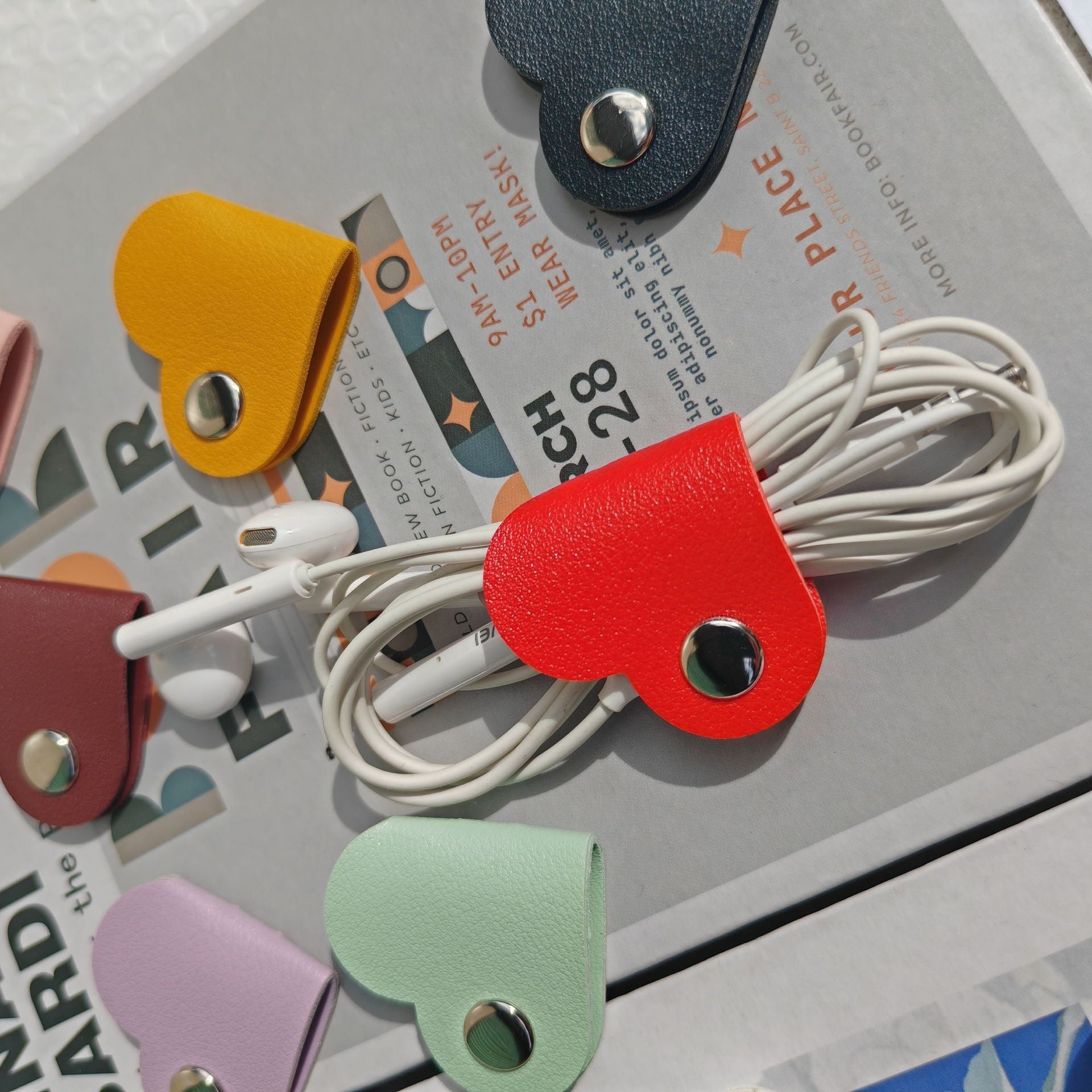 Custom Logo leather heart cable organizer | Premium Corporate Gifts and Custom Gifts