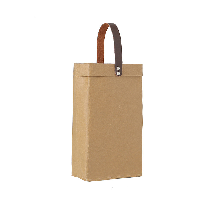 Custom Logo Leather handle washed kraft paper bag | Premium Corporate Gifts and Custom Gifts