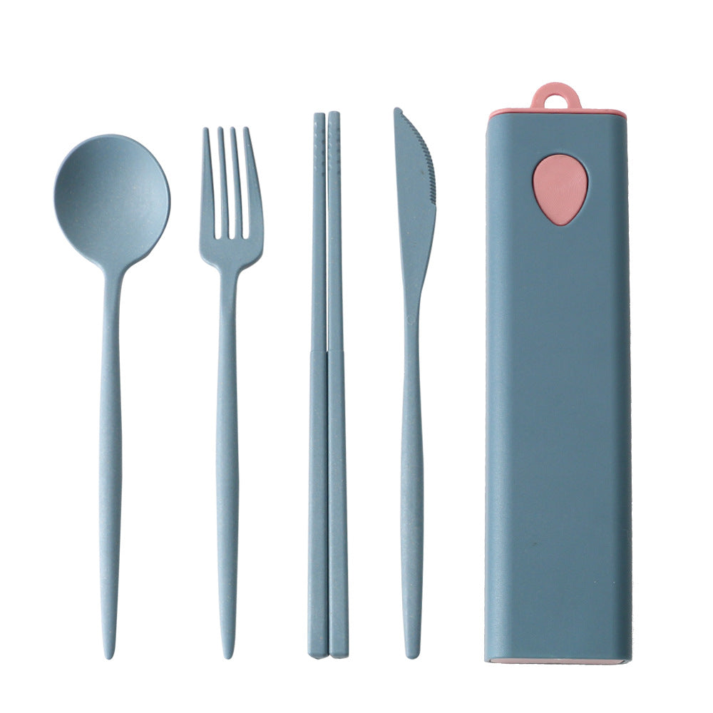 Custom Logo Candy-colored wheat straw knife and fork four-piece set | Premium Corporate Gifts and Custom Gifts