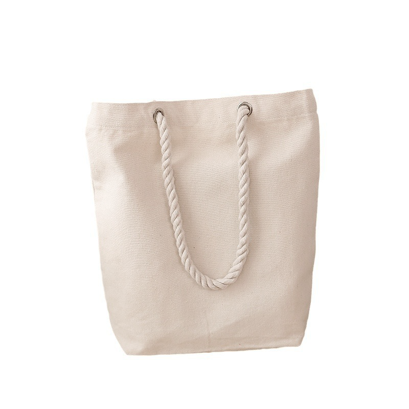 Custom Logo Hemp Rope Hand Canvas Shopping Bag (with Bottom and No Sides) | Premium Corporate Gifts and Custom Gifts