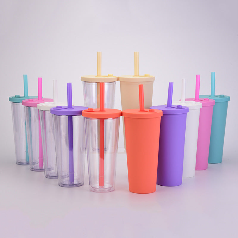 Custom Logo Double-layer plastic thick straw cup | Premium Corporate Gifts and Custom Gifts