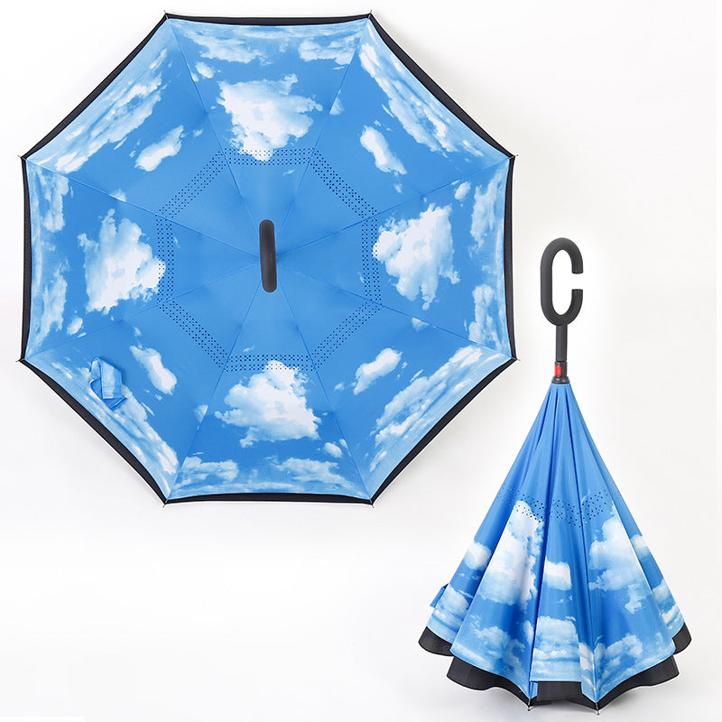 Custom Logo Rainbow Non-Dripping Reverse Umbrella | Premium Corporate Gifts and Custom Gifts