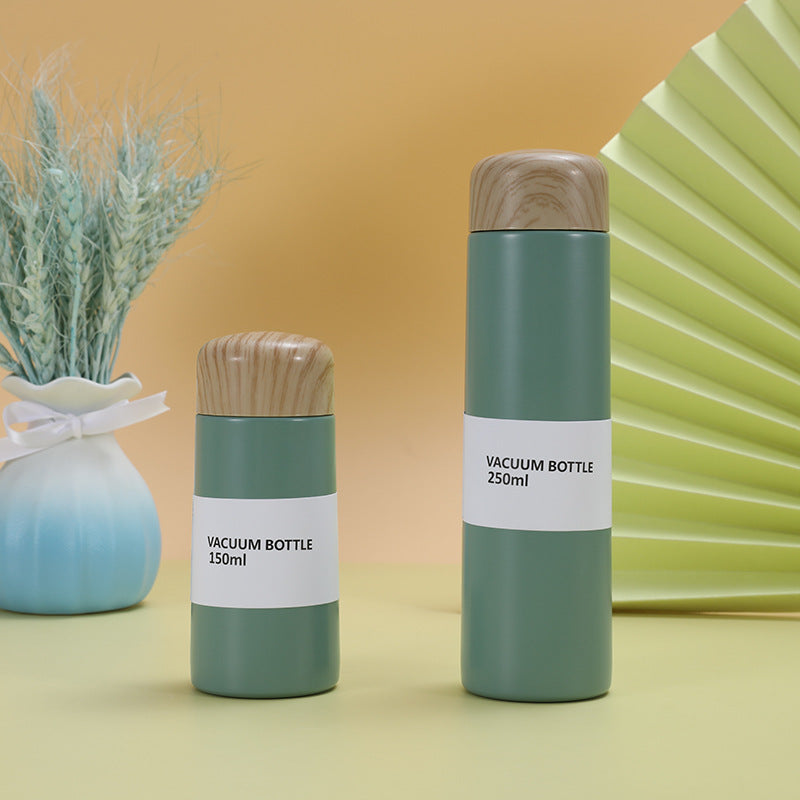 Custom Logo Wood Grain Lid Pocket Thermos Mug | Premium Corporate Gifts and Custom Gifts