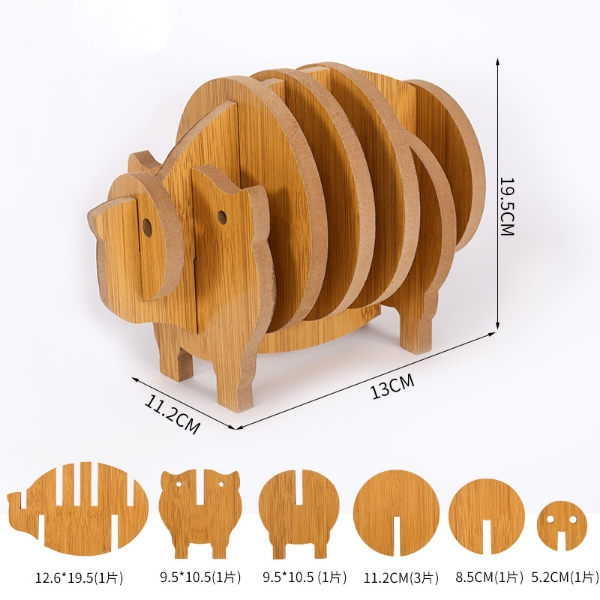 Custom Logo Wood Grain Animal Three-Dimensional Shape Thermal Insulation Mat | Premium Corporate Gifts and Custom Gifts