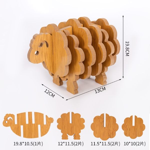 Custom Logo Wood Grain Animal Three-Dimensional Shape Thermal Insulation Mat | Premium Corporate Gifts and Custom Gifts
