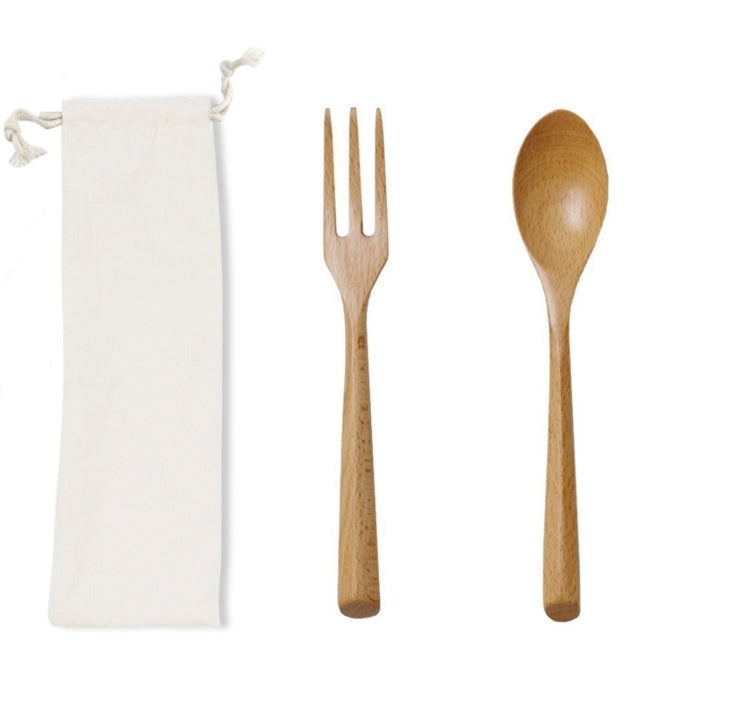 Custom Logo Eco-friendly wooden cutlery set cotton drawstring bag | Premium Corporate Gifts and Custom Gifts